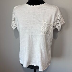White Crochet Sleeve Women's Top